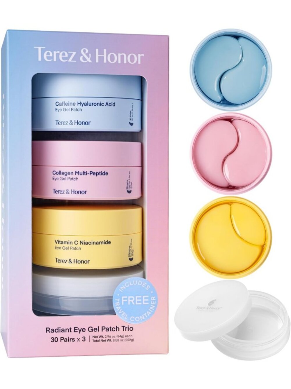 Hydrogel Eye Masks Gift Set - 3-Pack (60 Pcs) with Caffeine & Collagen for Dark
